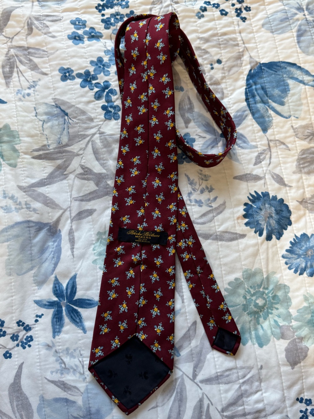 Brooks Brothers Burgundy Floral Silk Tie